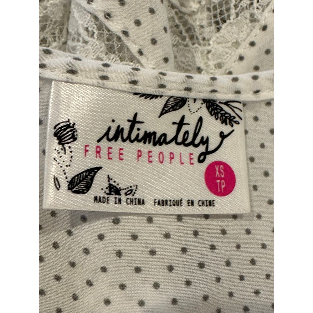 Free People Voile Lace Trapeze Slip Dress White Black Polka Dots XS Sleeveless - Picture 8 of 9